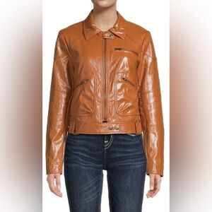 NWT We The Free Tan Vegan Leather Jacket Size M